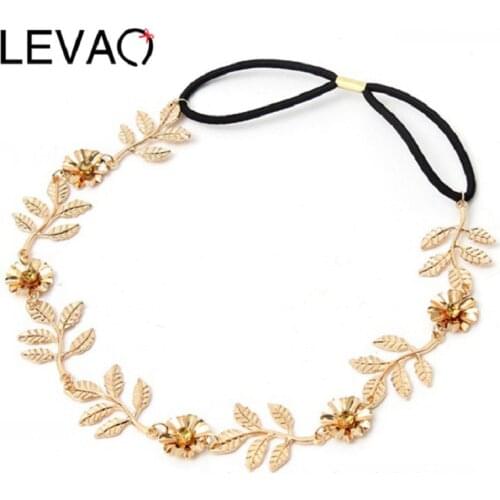 LEVAO Western Simple Head Bands Leaf Flower Crystal Rhinestones Bridal Wedding Hair Bands Headdress Women Girls Hair Accessories
