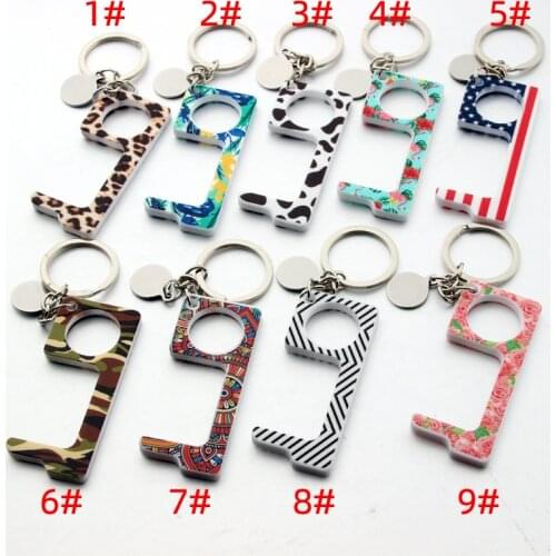 NEW No-Touch Door Opener Keychain Touch Screen Key Anti Contact Door Opener Anti Touch Key Press Elevator Tool keyring