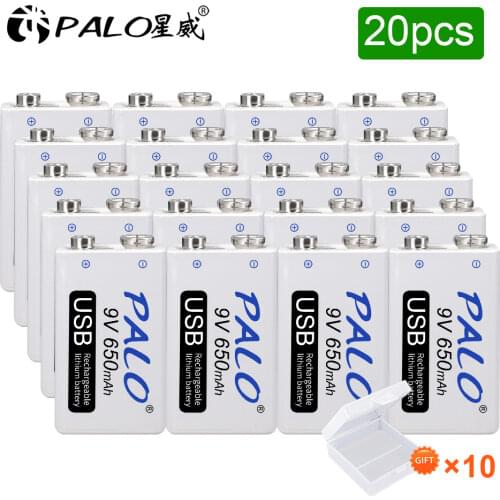 USB Charging 9V 650mAh Li-ion Battery USB Rechargeable battery 9v lithium for Multimeter Microphone Toy Remote Control KTV Use