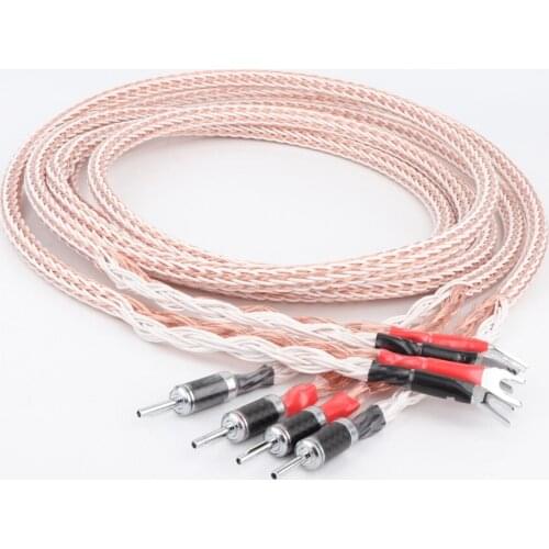 Pair 12TC twist Speaker Cable OCC Copper Audiophile speaker cable HIFI Banana to spade loudspeaker cable