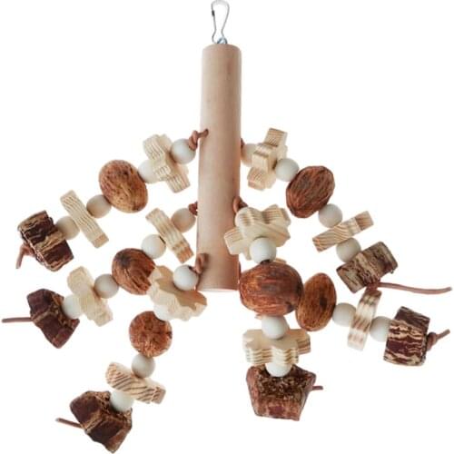 Bird Toys Hanging Parrot Swing Simulation Fruit Biting Toys Ladder Parrot Supplies Natural Wooden Bird Toy Pet Birds Accessoires