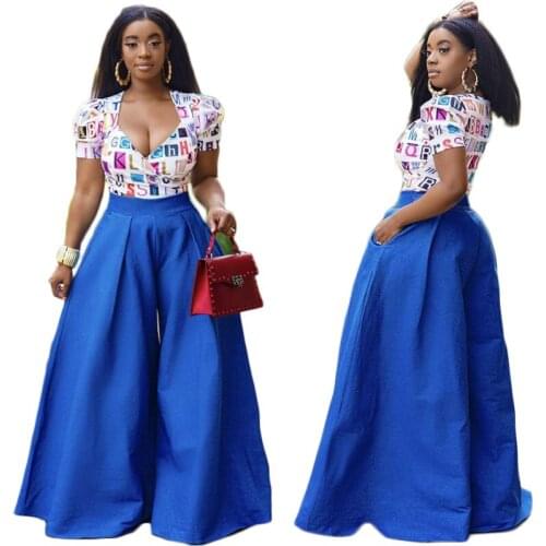 2021 Hot Style Casual Flare Pants Solid High Waist Loose Pants Fashion Girls Trendy Wide Leg Buttons Floor Length Trousers