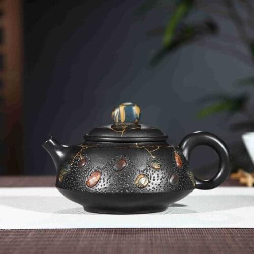 Hand-made imitation of the old pot Lv Yaochen Yuhuashi original mine purple clay teapot tea set on behalf of hair