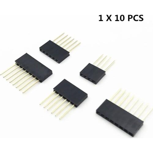 10pc 2.54mm 1*2/3/4/5/6/8/10/15 stackable pin Long Legs female long pin 11MM Header for Arduino shield connector