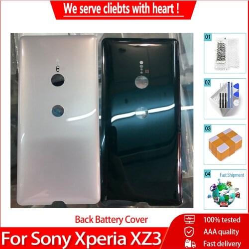 AAA Quality Glass Housing For Sony Xperia XZ3 Back Battery Cover Rear Door back case With sticker With Camera Lens Repair parts