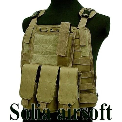 Tactical Mens US marine assault tactical molle plate carrier hunting vest Sand