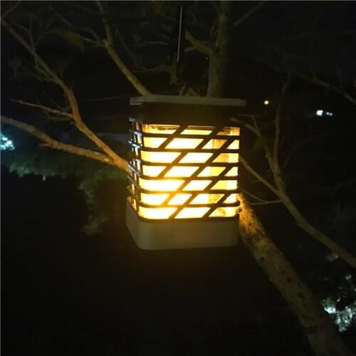 GYLBAB Retro Streetlight Waterproof Flame Flickering Landscape Garden Lamp Torch candle lantern LED Solar night Outdoor CLIP