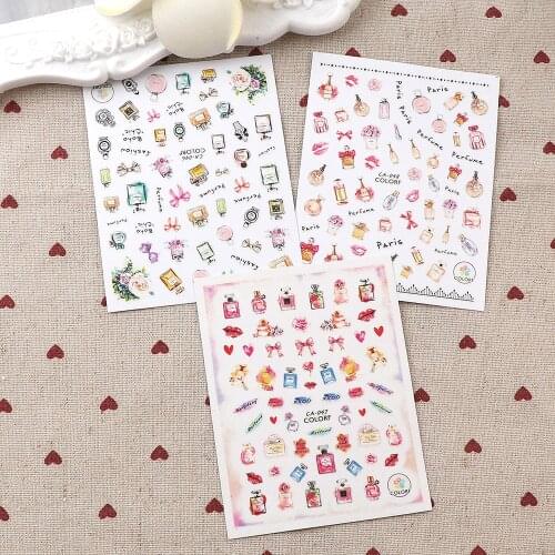 1Pc Ultra-thin Pink Color 3D Nail Art Sticker Colorful Perfume Series Adhesive Sticker 3D Manicure Sticker Nail Art Decor Wraps