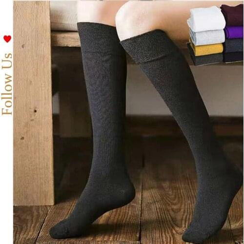 Socks Womens Calf Socks Womens Hose JK Cotton Bunching Socks Black Japanese High Socks Knee-Length