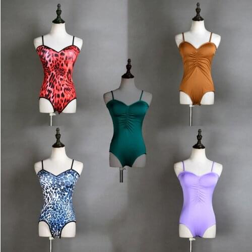 2020 New Latin Dance top for women Jumpsuit Adult Sexy All-match Leopard One-Piece Dancing Dress Gymnastic Shapewear Bodysuit
