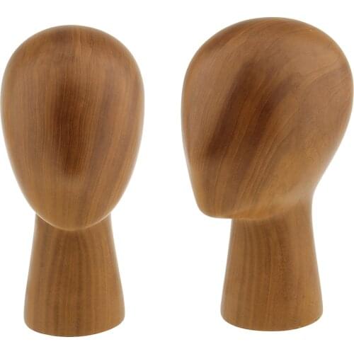 2PCS Retail Store Salon Home Wood Mannequin Manikin Head for Hair Wigs Caps Hat Display Storage Also can be a Home Salon Decor