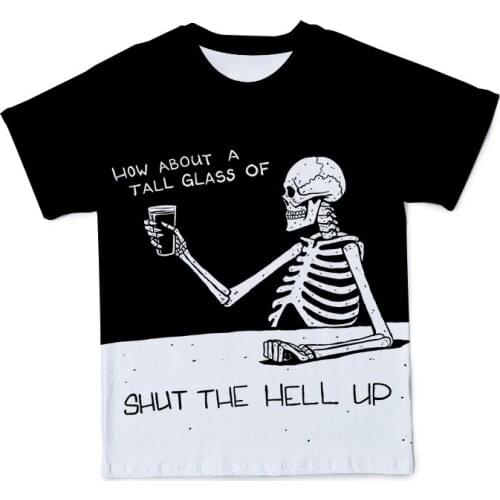 2021 Summer O-Neck Short Sleeve 3D Kids T shirt, Fashion Boy Girl Tshirts, Punk Rock Skull Light Large Mens T-shirt