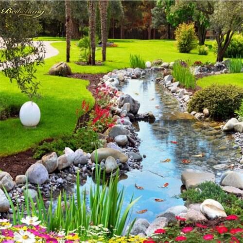 Beibehang Custom Photo 3D Floor Painting Wallpapers Park Creek Water 3D Floor 3D Paintings papel de parede