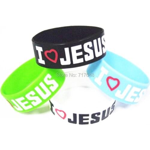 400pcs i love jesus wristband silicone bracelets rubber cuff wrist bands bangle free shipping by FEDEX