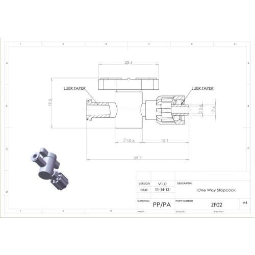 5PCS/LOT One-way Stopcock luer male to female union (polyprop) color random
