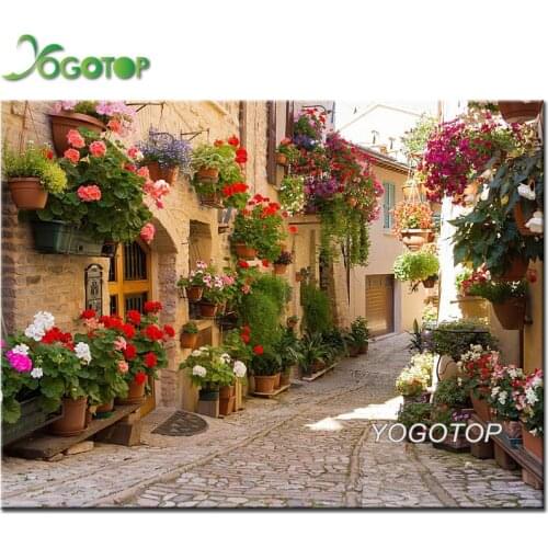 5D DIY Diamond Painting city landscape Embroidery Full Diamond Cross Stitch flower Rhinestone Mosaic Painting Home Decor YY2077