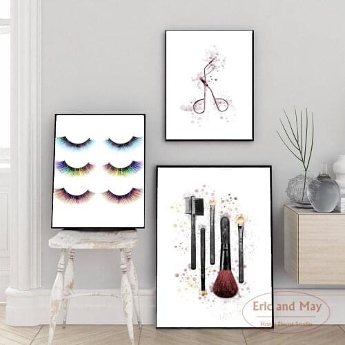 Watercolor Fashion Makeup Eyelash Wall Art Canvas Painting Nordic Poster And Print Wall Picture For Living Room Home Decor