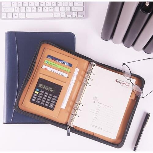 6 Ring Binder Notebook A5 A6 B5 Spiral Notebook Lined Business Multifunctional Zipper Pack Leather Notebook Office Supplies
