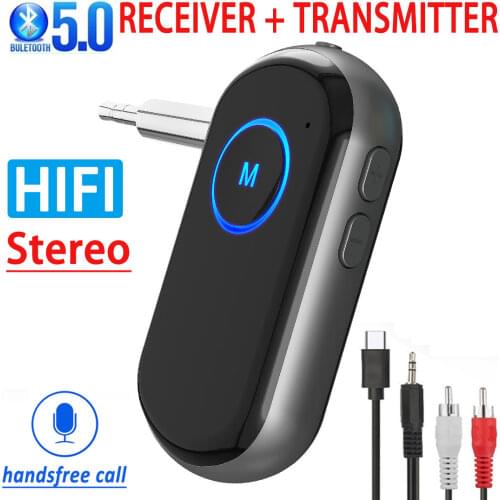 Bluetooth 5.0 Transmitter Receiver 3.5mm AUX Jack HiFi Music Wireless Audio Adapter Handsfree Car Kit For TV Headphone Speaker