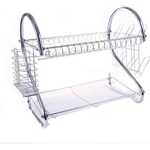 Large Dish Drying Rack Cup Drainer 2-Tier Strainer Holder Tray Stainless Steel Kitchen Accessories escurridor de platos