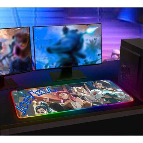 Maigerui RGB LED Anime Girl Large Locking Edge Gaming Glow Mousepad Rubber Bass Keyboard Desk Mat Game XXL for Desk Keyboard