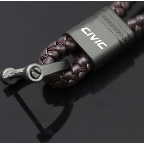 Car key ring waist hanging door card lanyard key chain pendant for Honda civic Car keychain Hand-woven key ring