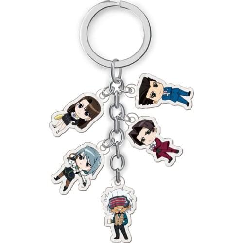 Game Gyakuten Saiban Keychain Cartoon Figure Attorney Acrylic Pendent Keyring