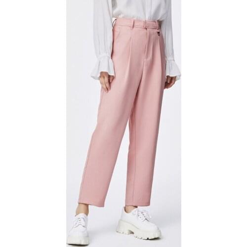 SEMIR Casual Pants Women Spring 2021 New Loose Cone Pants White Hong Kong Flavor Nine-Point Pants High Waist
