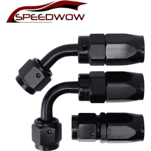 SPEEDWOW Black Oil Fuel Aluminum Alloy Swivel Hose Straight Elbow 45 90 Degree Hose End Oil Fuel Fitting Reusable AN4