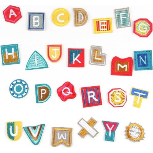 A-Z Kids Learning English Alphabet Sticker Cute Cartoon Words Iron on Patches Clothes Accessories Diy Supplies