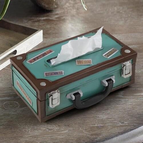Personality retro nostalgic metal suitcase tissue box Classic radio old decorative paper tissue box
