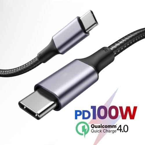 PD 100W Fast Charging USB C to Type C Cable for Xiaomi Samsung S10 S9 Quick Charge 4.0 for MacBook Pro iPad Charging Data Cable