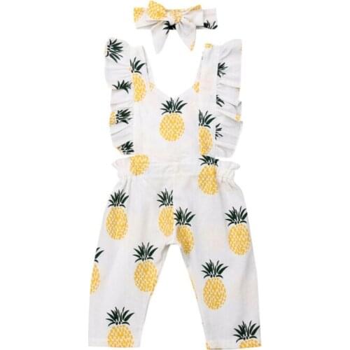 0-24M Newborn Baby Girl Pineapple Clothes Ruffle Romper Jumpsuit Summer Outfit Set