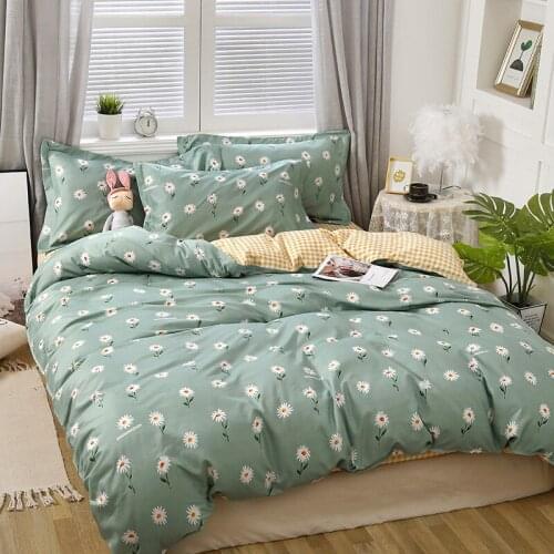 Four-piece Reactive Printing Household Bedding Set, Down Duvet Cover, Floral Sheet, Modern Simple Plain Striped Bedding Set