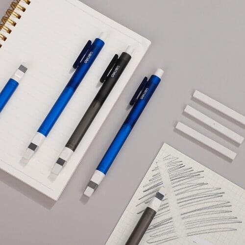 JIANWU 1pc Creative Pen Shaped Eraser Student Dust Free Writing Eraser Refill Press Retractable Eraser School Student Supplies