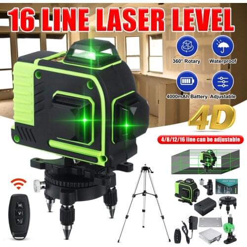 Level Laser-16 Line 360 Horizontal Vertical Cross 4D Green Light Laser Level Self-Leveling Measure Super Powerful Laser Beam