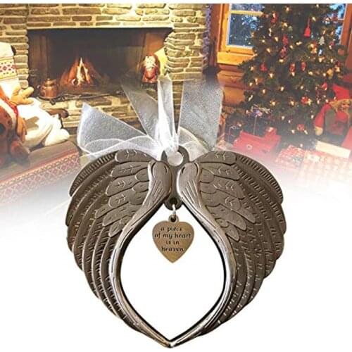 Ribbon Angel Wings Ornament Christmas Pendant A Piece of My Heart Is In Heaven Xams Tree 2020 Gift Party Family Home Decoration