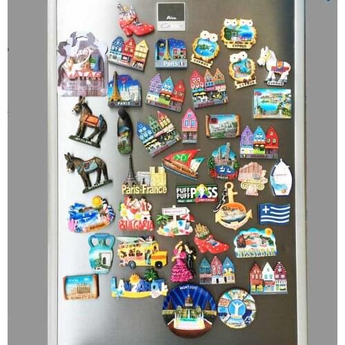 BABELEMI Dominica Albania Cyprus Paris Belgium Bruges Greece Italy Spain 3D Fridge Magnet Souvenir Refrigerator Magnetic Sticker