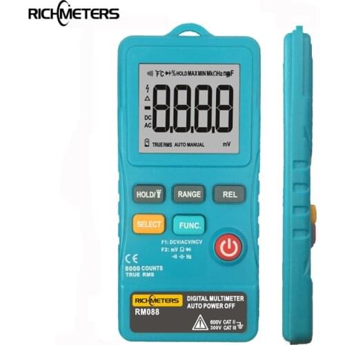 RM088 Mini Multimeters Digital Pocket Size 8000 counts Line Frequency True-RMS Flash light AC/DC Voltage Ohm