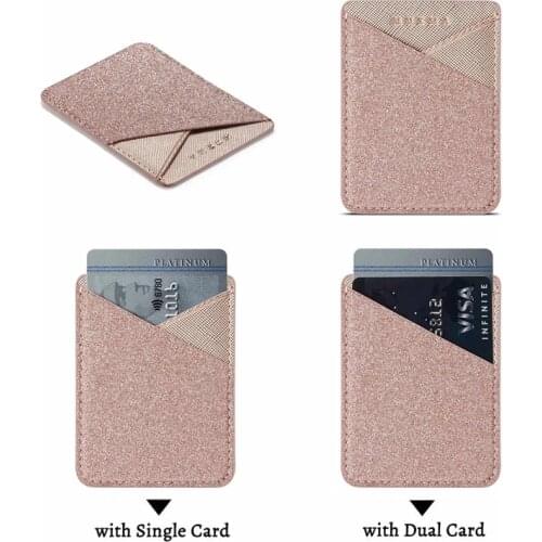 Fashion Glitter Bling Mobile Phone Back Cards Holder Wallet Credit ID Card Pocket Adhesive Phone Stickers Gold /Rose Gold /Black