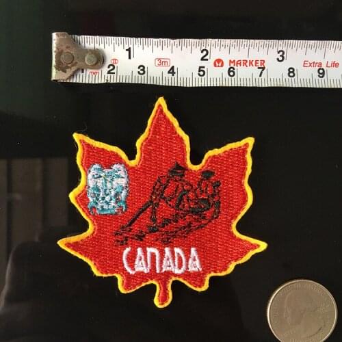 PGY 1PCS Cheap Canadian Maple Leaf Flag Patches Iron On Coat Fine Embroidery Clothing Accessories Biker Childrens Wear Patches