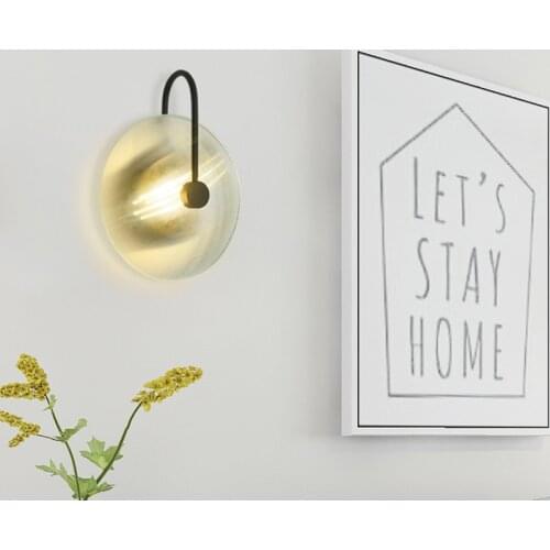 Nordic Post-modern Round LED Wall Lamp Bedroom Bedside Study Living Room Balcony Aisle LED Black Wall Lamp Surface Mounted 5W