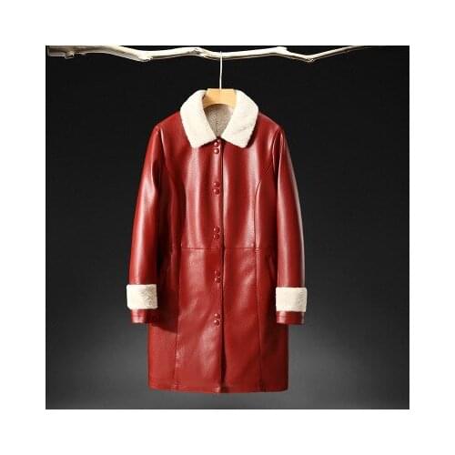 2020 Autumn Winter Women Plus Velvet Thick PU leather Coat Middle-aged Female Faux Leather Jacket Warm Outwear Plus Size 5XL