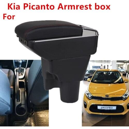 For Kia Picanto Armrest box central Store content Picanto armrest box with cup holder ashtray with USB interface