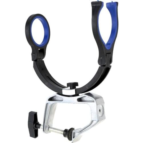 Adjustable Fishing Rod Bracket Boat Fishing Pole Mount Clamp On Clip Stander Holder Max.opening 5cm - Black + Silver
