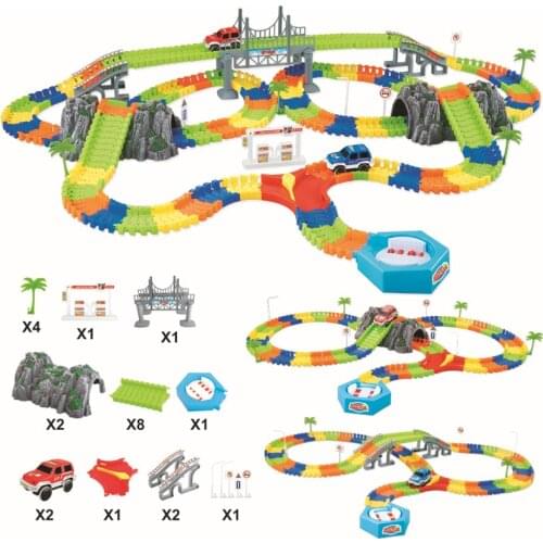 Assembly Railway Magical Racing Track Play Set Educational DIY Flexible Race Track Electronic Flash Light Car Toys For children