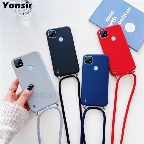 Luxury lanyard silicone phone case for oppo realme 6 pro 6s 6i for realme xt x2 pro 8 7 5G 5 pro c3 c21Necklace Rope Cover Coque