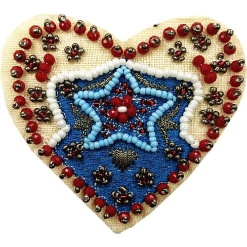 Handmade Beaded Love Patch Star Bee Embroidery Patches For Clothing Bag Shoes DIY Sewing Accessories P0071