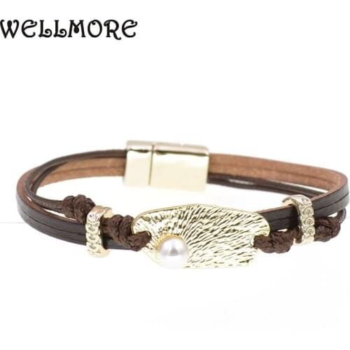 WELLMORE new women bracelets 3 size leather bracelets for women fashion jewelry wholesale dropshipping