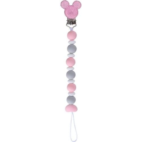 Mouse Head Dummy Clip Pacifier Clips Baby Silicone Pacifier Holder Chain Baby Attache Sucette Gift
